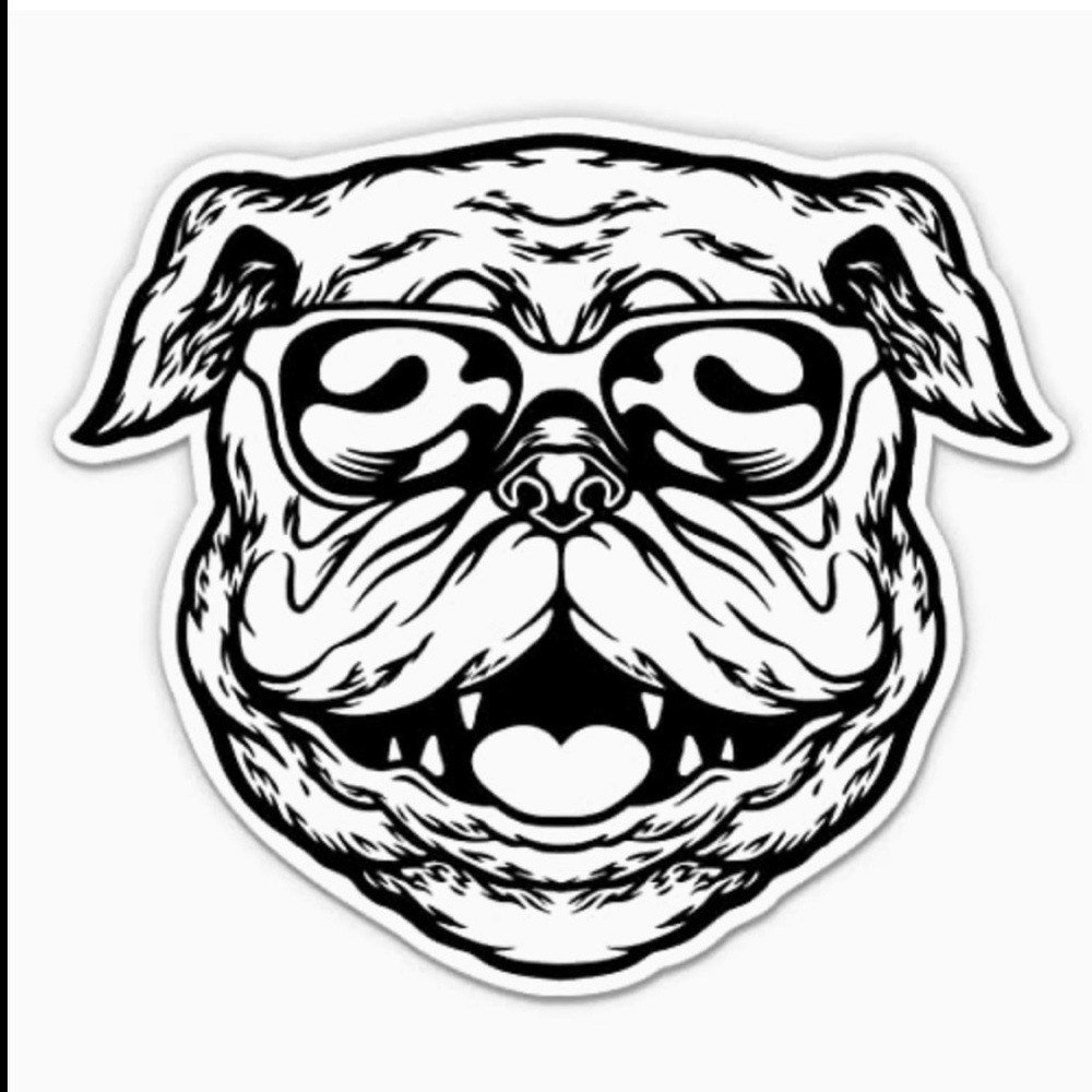 Bulldog with Shades Window Decal - 5” - NEW